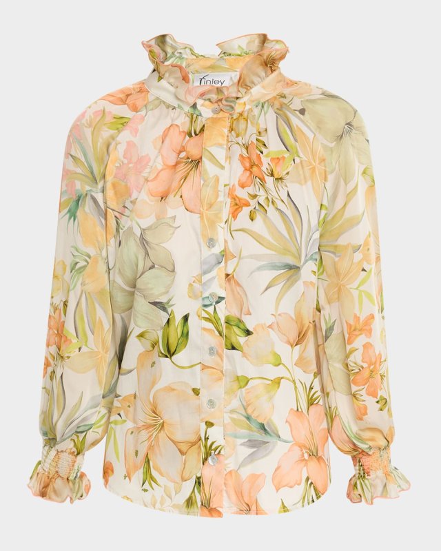 Fiona Floral-Print Ruffle Blouse